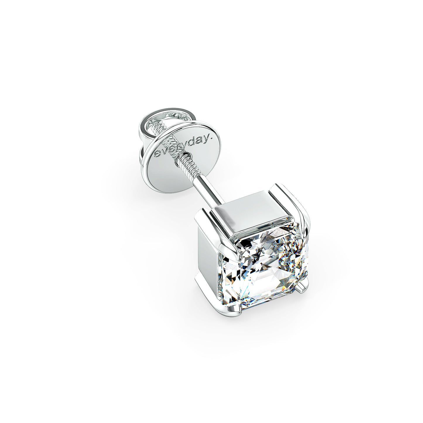 FRANCIS ASSCHER CUT SOLITAIRE MEN'S EAR STUD, GOLD