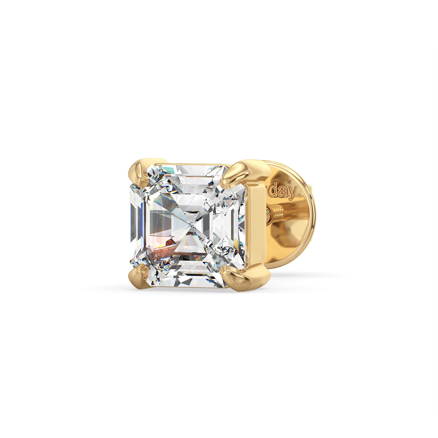 FRANCIS ASSCHER CUT SOLITAIRE MEN'S EAR STUD, GOLD