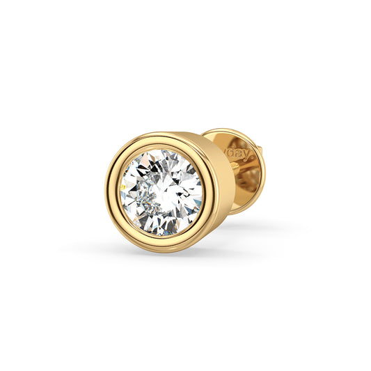 ARTHUR BEZEL SET ROUND CUT SOLITAIRE MEN'S EAR STUD, GOLD