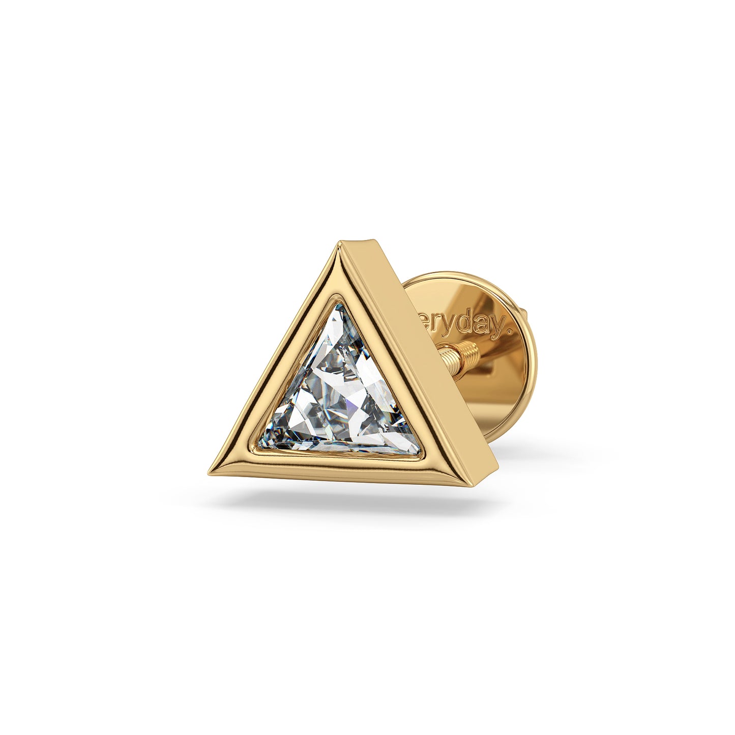 DAVID BEZEL SET TRIANGLE CUT SOLITAIRE MEN'S EAR STUD, GOLD