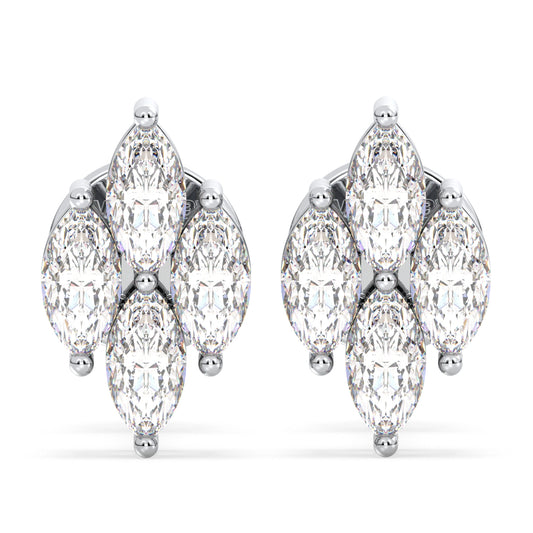 LILETTA MARQUISE CUT DIAMOND CLUSTER EAR STUDS, GOLD