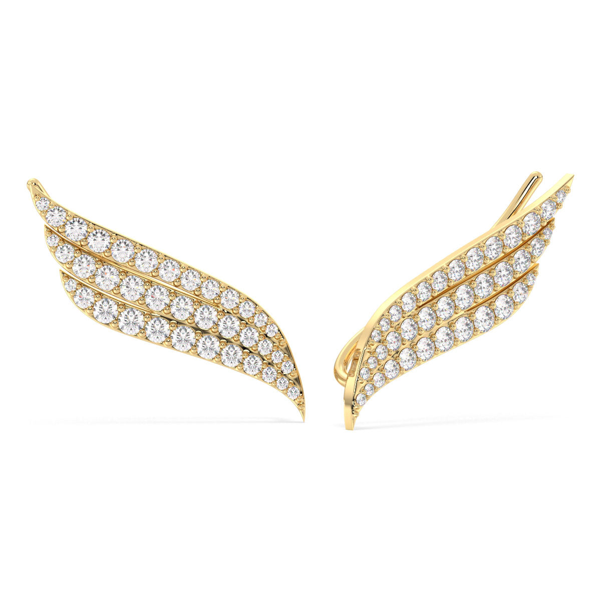 HEATHER CURVED ROUND CUT DIAMOND STUDDED EAR CUFFS, GOLD