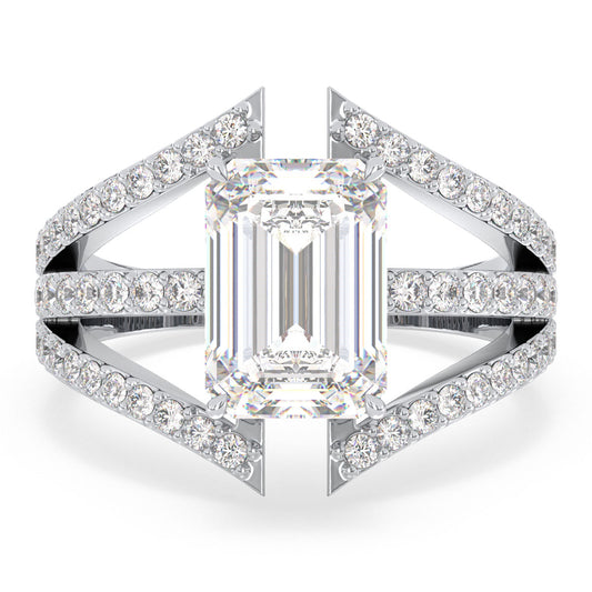 KATE ELEVATED EMERALD CUT SOLITAIRE COCKTAIL RING, GOLD