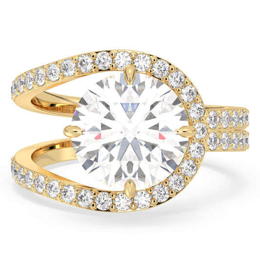 SOPHIA CURVED ROUND CUT SOLITAIRE RING WITH A STUDDED SHANK, GOLD