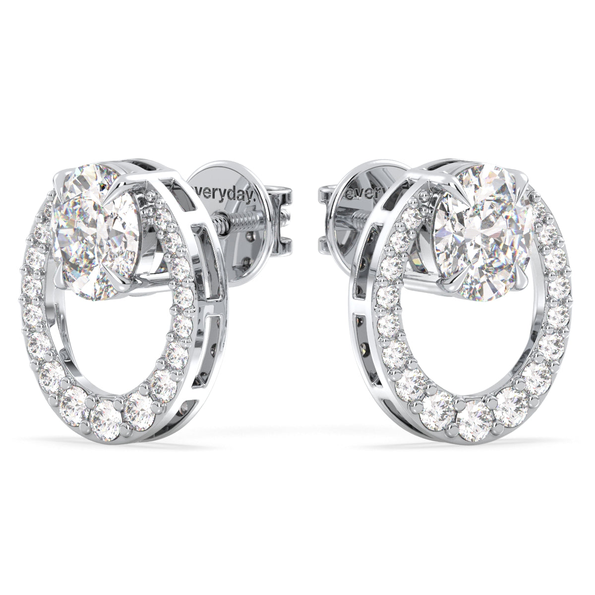 IRENE OVAL CUT CIRCULAR DIAMOND STUDDED EAR STUDS, GOLD