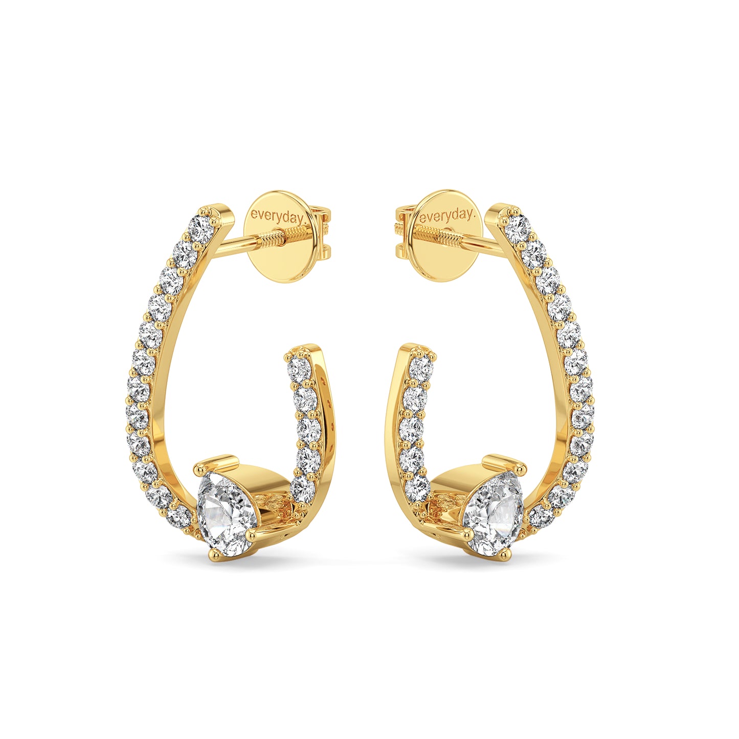 MARGUERITE FRONT AND BACK PEAR CUT DIAMOND EAR STUDS, GOLD