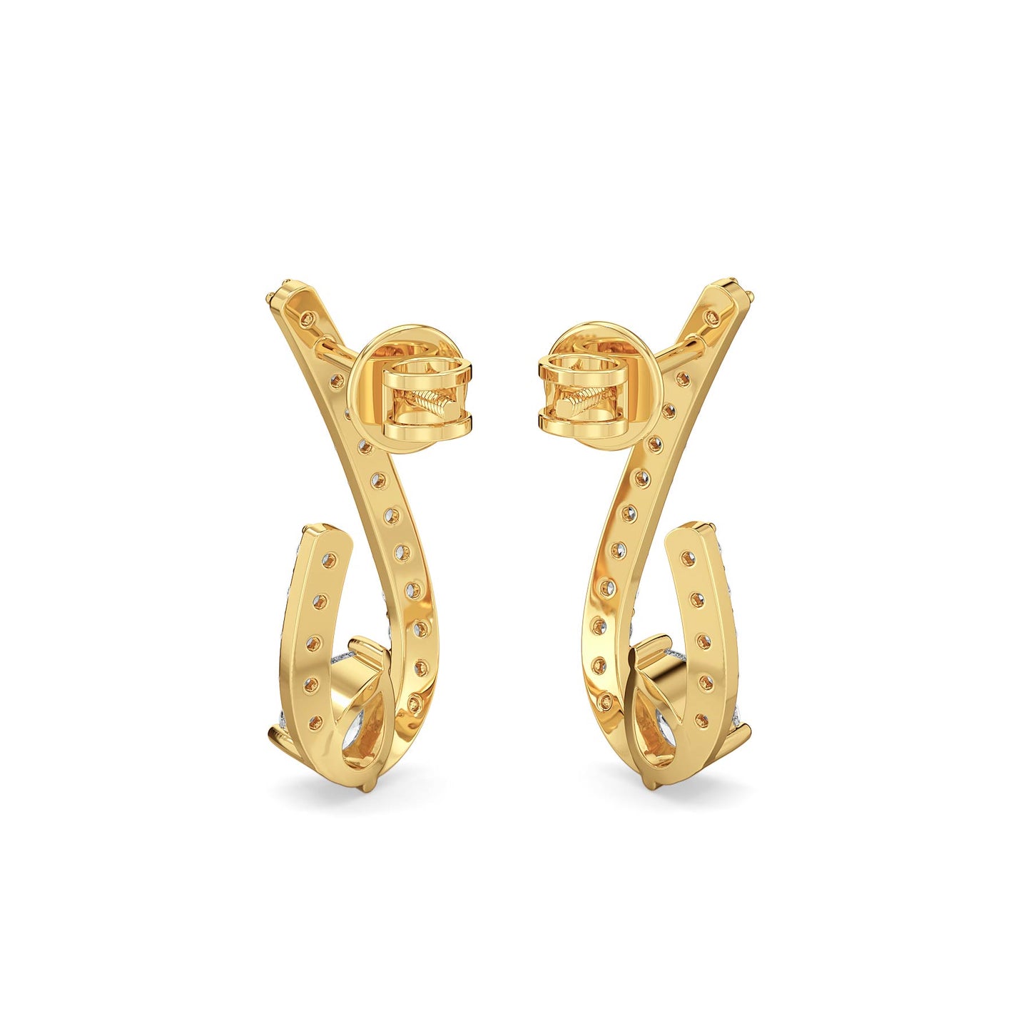 MARGUERITE FRONT AND BACK PEAR CUT DIAMOND EAR STUDS, GOLD