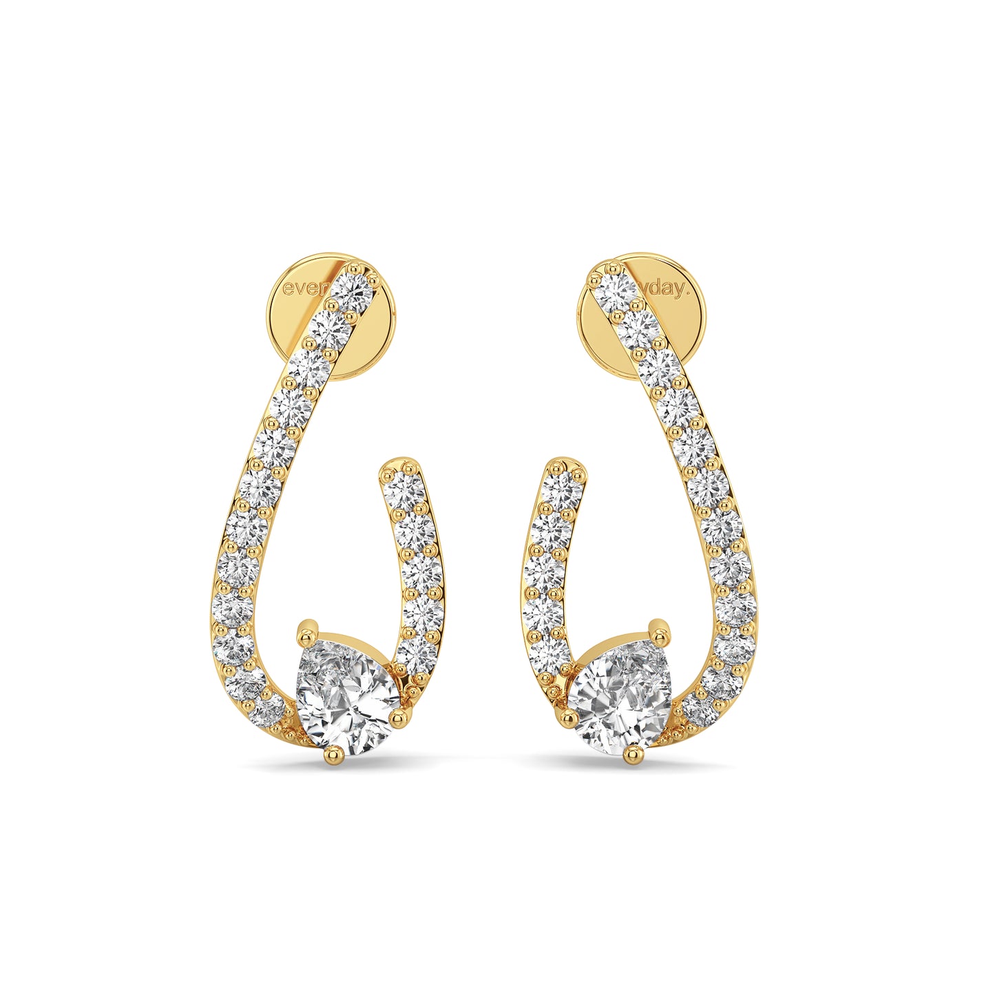 MARGUERITE FRONT AND BACK PEAR CUT DIAMOND EAR STUDS, GOLD