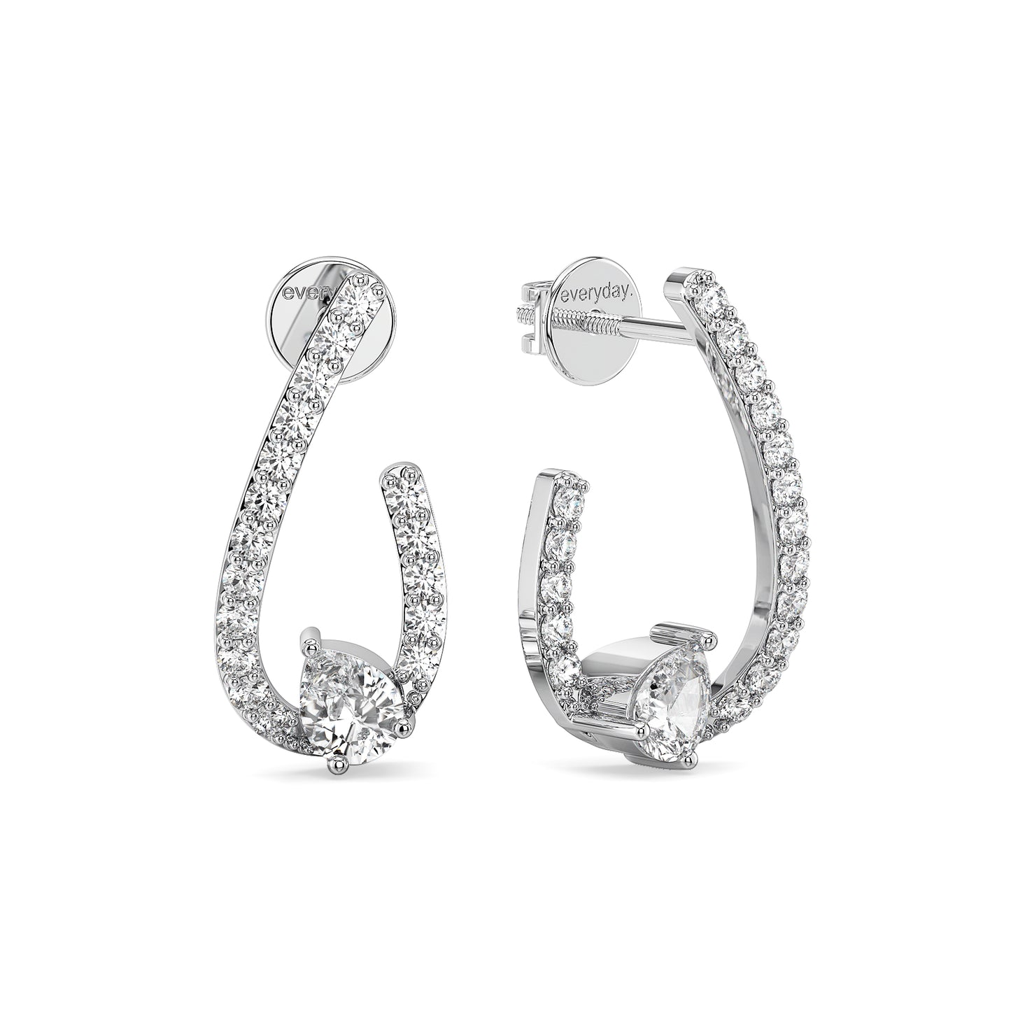 MARGUERITE FRONT AND BACK PEAR CUT DIAMOND EAR STUDS, GOLD