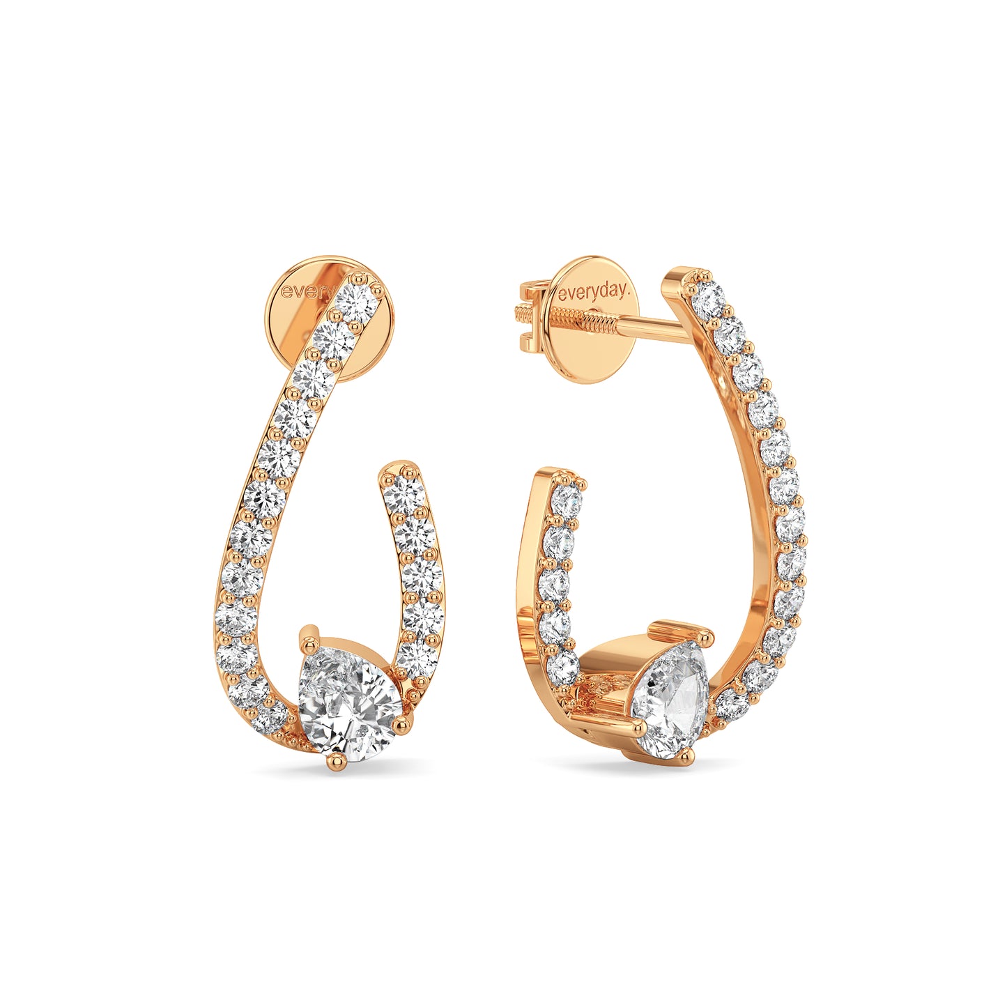 MARGUERITE FRONT AND BACK PEAR CUT DIAMOND EAR STUDS, GOLD